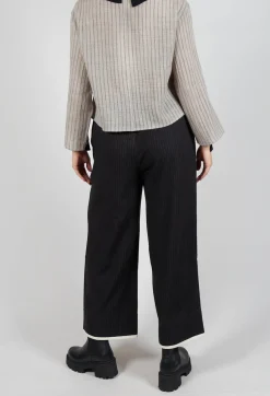 SOH Trousers^Pinstripe Trousers in Black
