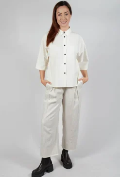 SOH Trousers^Pinstripe Trousers in Milk