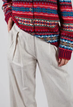 SOH Trousers^Pinstripe Trousers in Milk