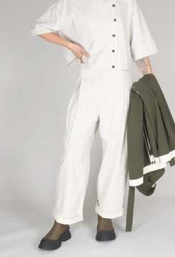 SOH Trousers^Pinstripe Trousers in Milk