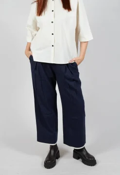 SOH Trousers^Pinstripe Trousers in Navy
