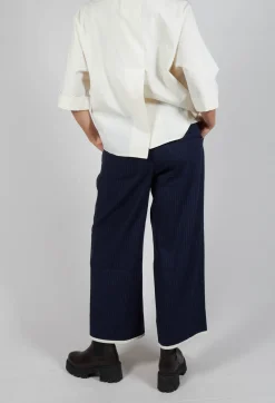 SOH Trousers^Pinstripe Trousers in Navy