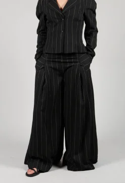 Malloni Co-ords & Suits^Pinstripe Trousers in Nero