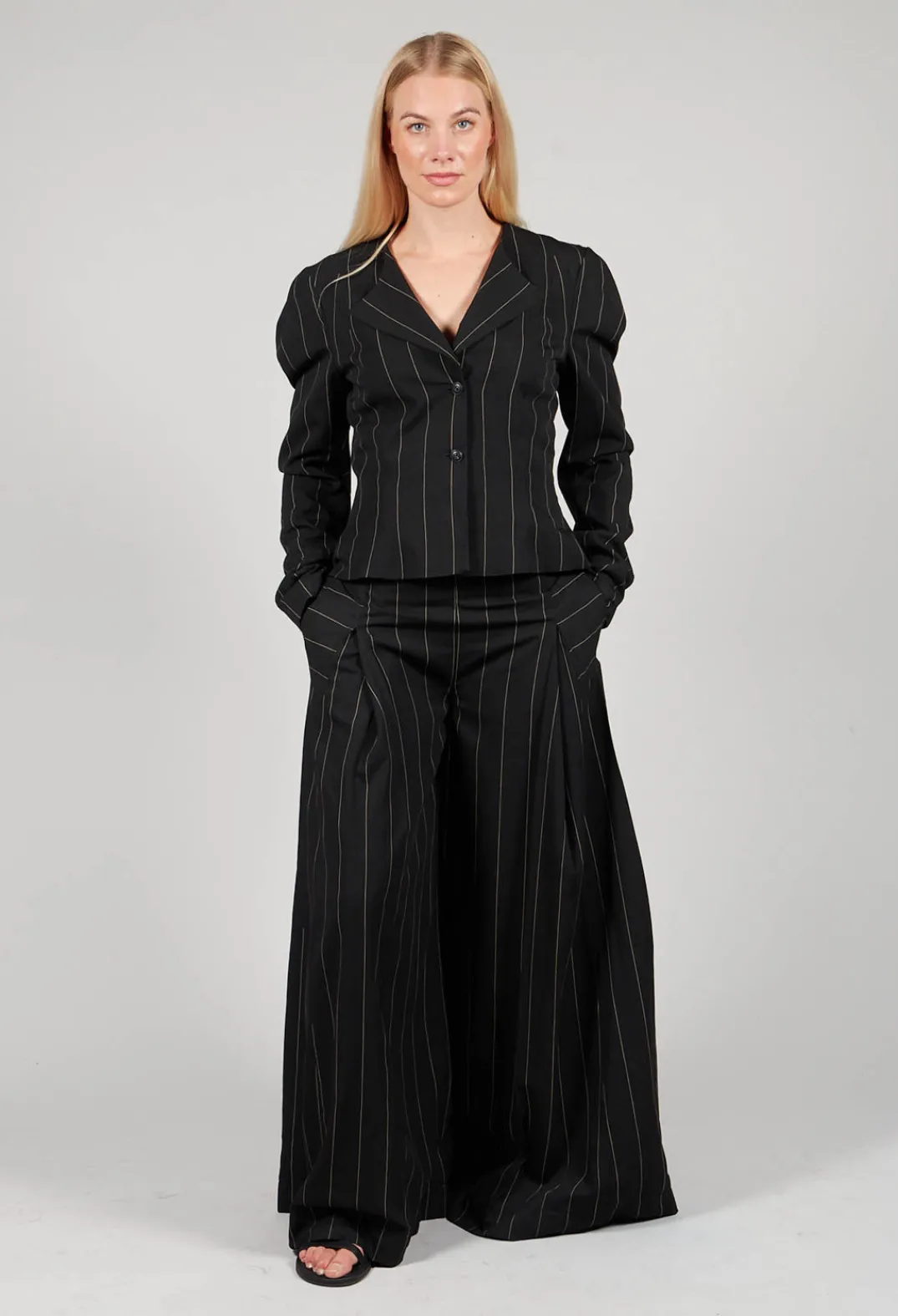 Malloni Co-ords & Suits^Pinstripe Trousers in Nero