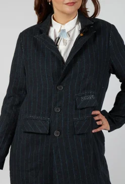 Umit Unal Coats^Pinstriped Pea Coat in Original Grey