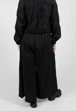 Sanctamuerte Trousers^Pleat Front Trousers in Gabardina di Cotone Nero