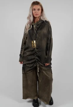 Sanctamuerte Trousers^Pleat Front Trousers in Gabardina di Cotone Green Tuscany