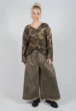 Sanctamuerte Trousers^Pleat Front Trousers in Gabardina di Cotone Green Tuscany