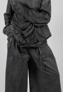 Sanctamuerte Trousers^Pleat Front Trousers in Gabardina di Cotone Grey Storm