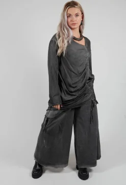 Sanctamuerte Trousers^Pleat Front Trousers in Gabardina di Cotone Grey Storm