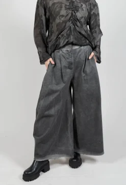 Sanctamuerte Trousers^Pleat Front Trousers in Gabardina di Cotone Grey Storm