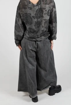 Sanctamuerte Trousers^Pleat Front Trousers in Gabardina di Cotone Grey Storm