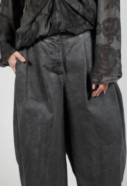 Sanctamuerte Trousers^Pleat Front Trousers in Gabardina di Cotone Grey Storm
