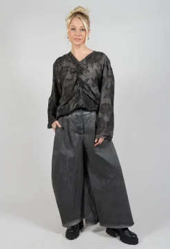 Sanctamuerte Trousers^Pleat Front Trousers in Gabardina di Cotone Grey Storm