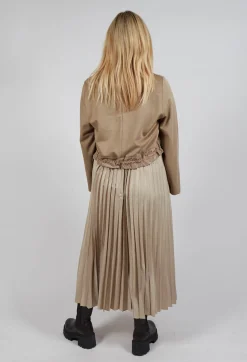 Mei Meij Dresses^Pleated Dress with Overlay Top in Camel