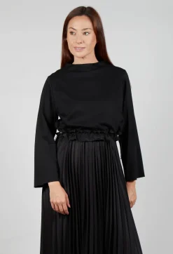 Mei Meij Dresses^Pleated Dress with Overlay Top in Nero