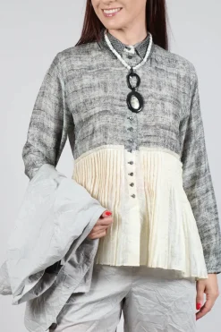 Traces of Me Shirts & Blouses^Pleated Hem Silk Shirt with Grey Marl Print