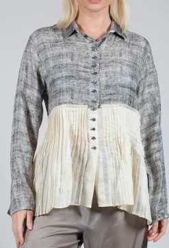 Traces of Me Shirts & Blouses^Pleated Hem Silk Shirt with Grey Marl Print