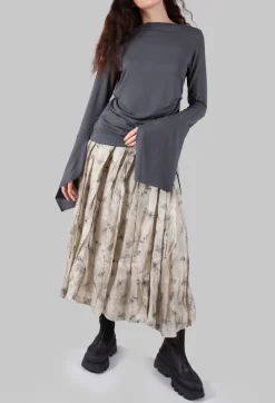 Jayko Skirts^Pleated Lona Skirt in Light Grey