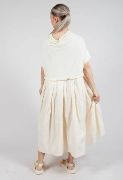 Rundholz Dip Dresses^Pleated Midi Dress with Lettuce Hem Detail in Greige