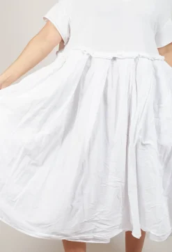 Rundholz Dip Dresses^Pleated Midi Dress with Lettuce Hem Detail in Semi Bleach