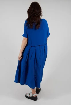 Rundholz Dip Dresses^Pleated Midi Dress with Lettuce Hem Detail in Royal