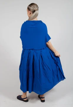 Rundholz Dip Dresses^Pleated Midi Dress with Lettuce Hem Detail in Royal