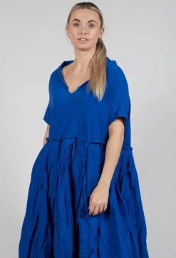Rundholz Dip Dresses^Pleated Midi Dress with Lettuce Hem Detail in Royal
