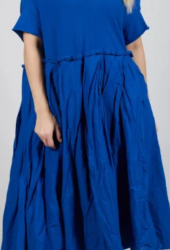 Rundholz Dip Dresses^Pleated Midi Dress with Lettuce Hem Detail in Royal