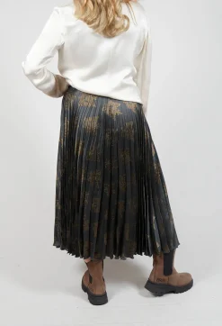 Maliparmi Skirts^Pleated Midi Skirt in Grigio / Moro / Lime