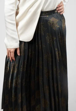 Maliparmi Skirts^Pleated Midi Skirt in Grigio / Moro / Lime
