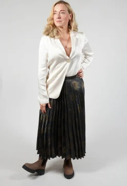 Maliparmi Skirts^Pleated Midi Skirt in Grigio / Moro / Lime