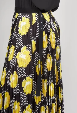 Beatrice B Skirts^Pleated Midi Skirt in Yellow