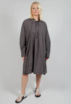 Les Filles d'Ailleurs Dresses^Pleated Neckline Shirt Dress in Grey