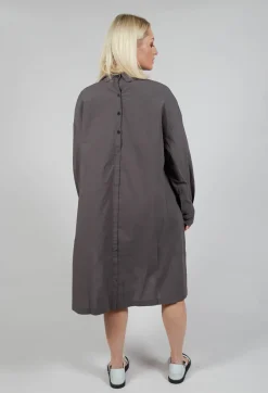 Les Filles d'Ailleurs Dresses^Pleated Neckline Shirt Dress in Grey