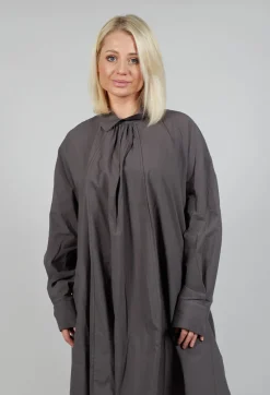 Les Filles d'Ailleurs Dresses^Pleated Neckline Shirt Dress in Grey