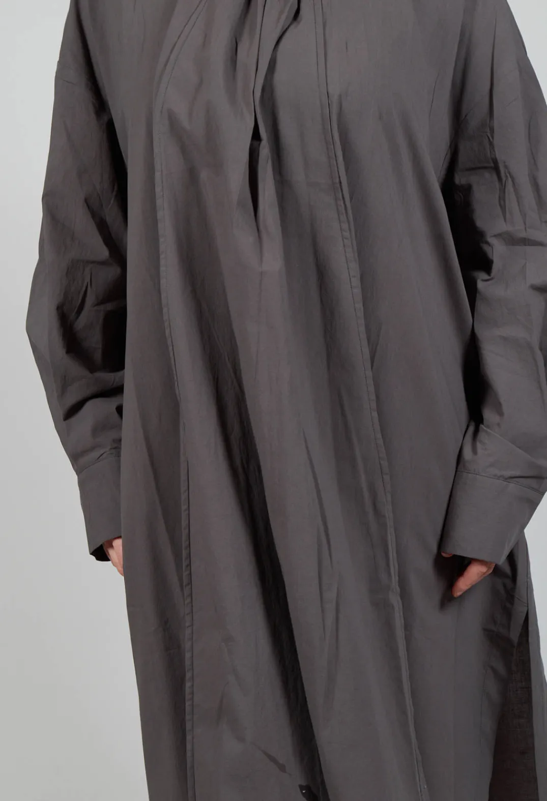 Les Filles d'Ailleurs Dresses^Pleated Neckline Shirt Dress in Grey