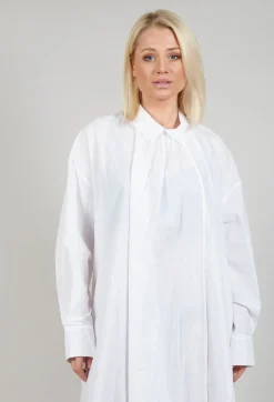 Les Filles d'Ailleurs Dresses^Pleated Neckline Shirt Dress in White