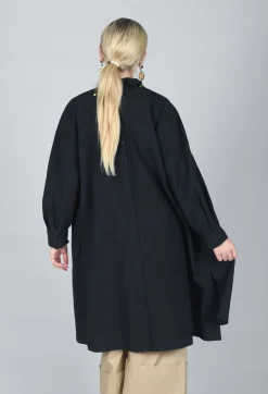 Les Filles d'Ailleurs Dresses^Pleated Neckline Shirt Dress in Black