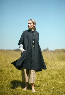 Les Filles d'Ailleurs Dresses^Pleated Neckline Shirt Dress in Black