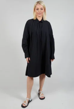Les Filles d'Ailleurs Dresses^Pleated Neckline Shirt Dress in Black