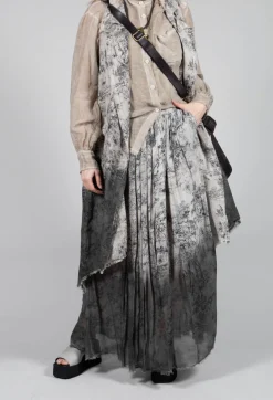 Sanctamuerte Skirts^Pleated Ombre Skirt in Viscosa Seta and Cotone Degrade Gold
