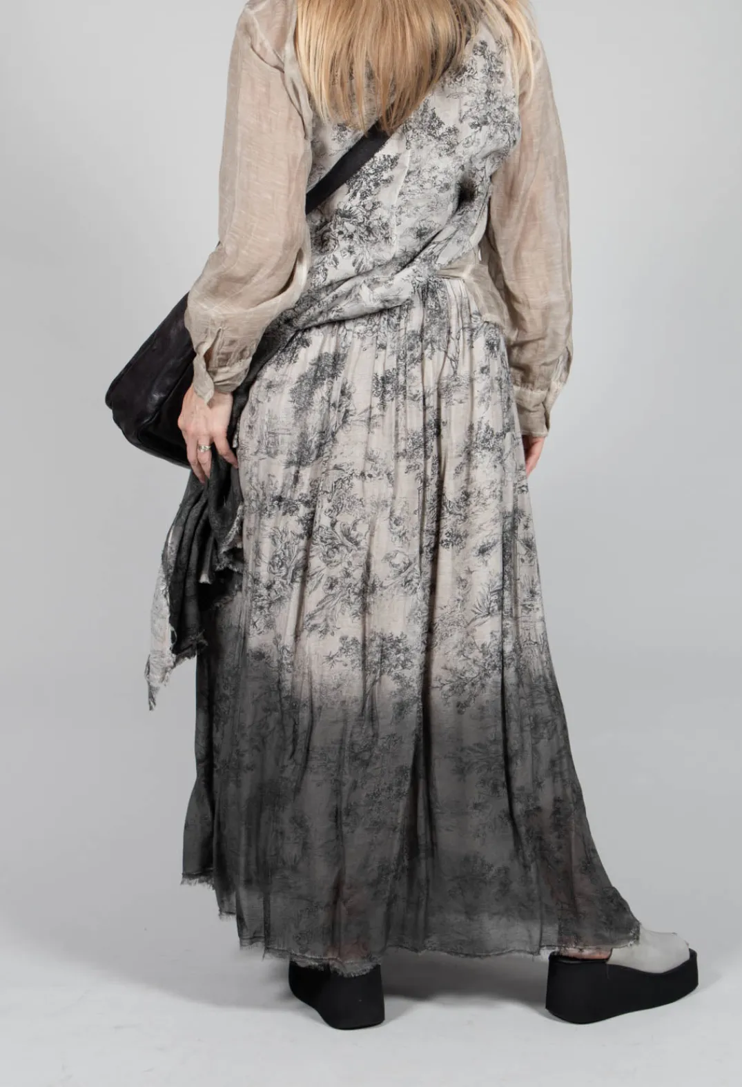Sanctamuerte Skirts^Pleated Ombre Skirt in Viscosa Seta and Cotone Degrade Gold