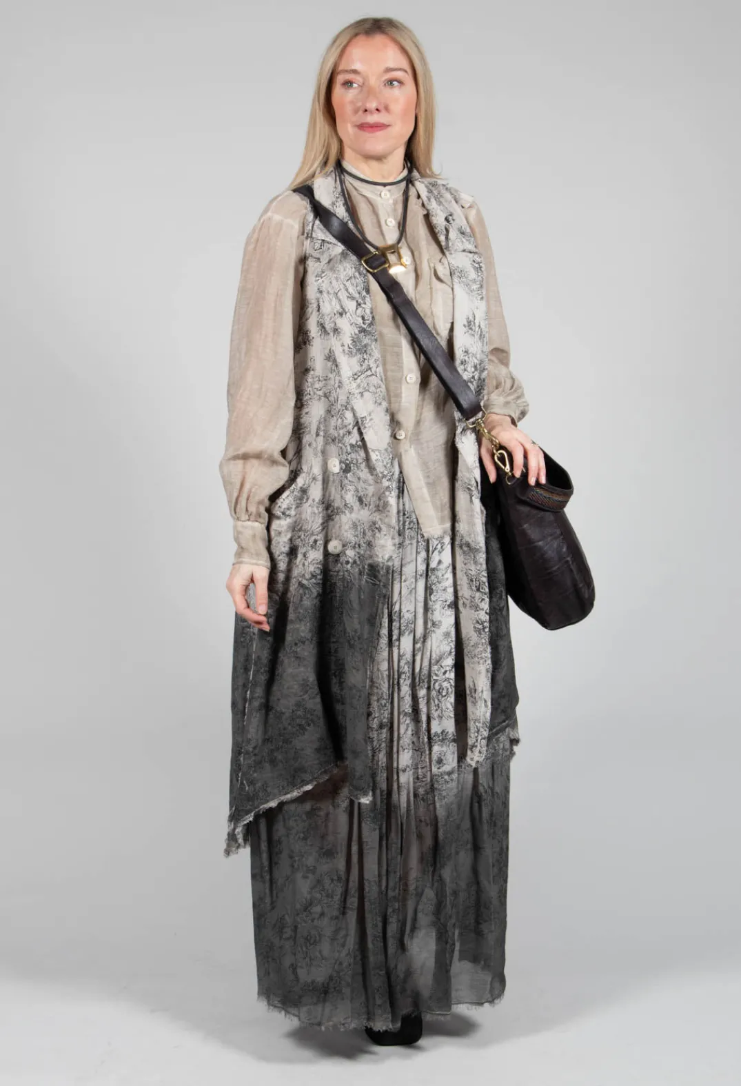 Sanctamuerte Skirts^Pleated Ombre Skirt in Viscosa Seta and Cotone Degrade Gold