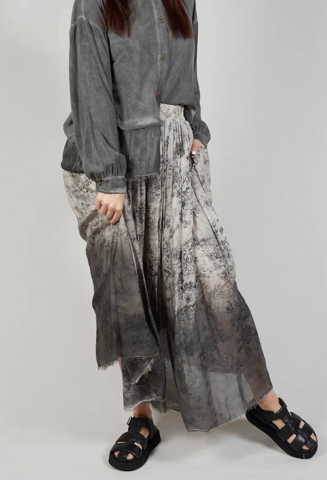 Sanctamuerte Skirts^Pleated Ombre Skirt in Viscosa Seta and Cotone Degrade Gold