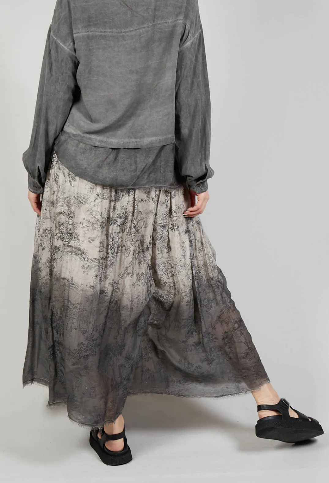 Sanctamuerte Skirts^Pleated Ombre Skirt in Viscosa Seta and Cotone Degrade Gold