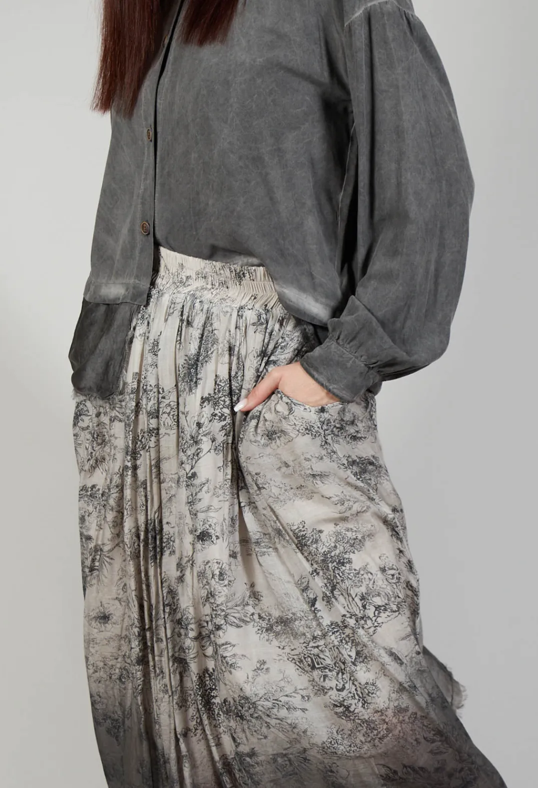 Sanctamuerte Skirts^Pleated Ombre Skirt in Viscosa Seta and Cotone Degrade Gold