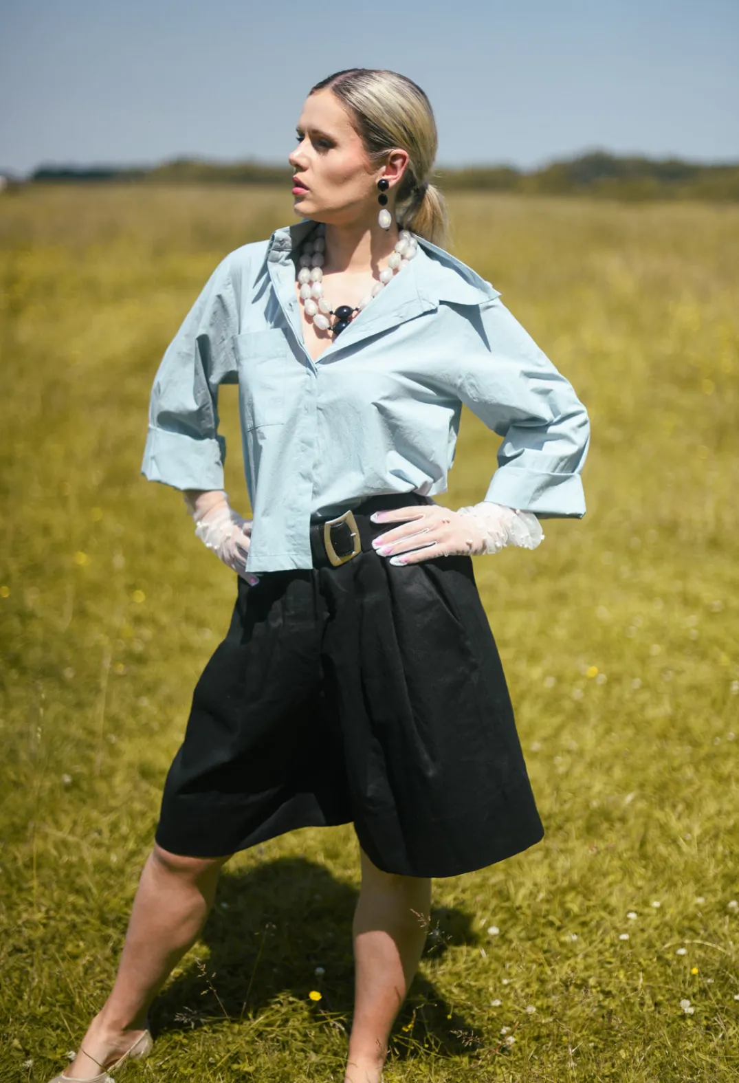 Les Filles d'Ailleurs Trousers^Pleated Shorts in Black