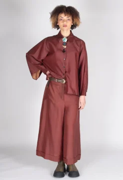 SOH Trousers^Pleated Silk Trousers in Copper
