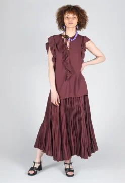 Beatrice B Skirts^Pleated Skirt in Cocoa
